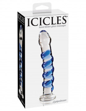 Pipedream - Icicles No. 5 Glass Massager – Clear / Blue