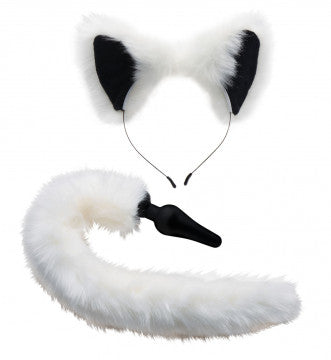 XR Brands - White Fox Tail Plug & Ears Set